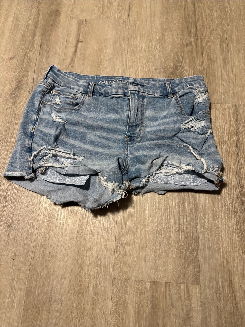 American Eagle Outfitters Light Wash Distressed Denim Shorts